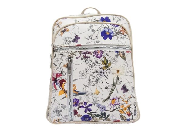 Virágos műbőr hátizsák négy rekesszel 2852