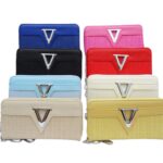 A554color Női műbőr pénztárca V betűvel díszített A554 - 12db/doboz