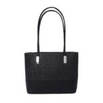 Fekete fonott mintás válltáska A9296