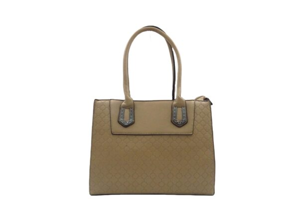 G7437taupe Merevített válltáska lóhere mintával G7437