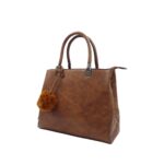 L0317side Elegáns műbőr kézitáska pompommal L0317