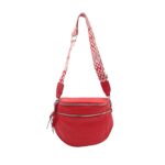 Félkör alakú oldaltáska mintás textil pánttal A057