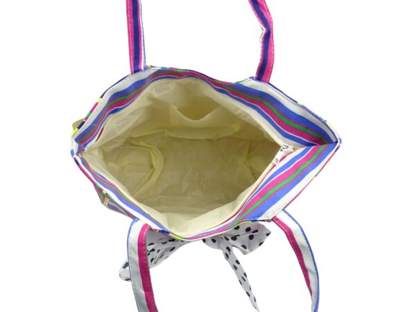 Csíkos színes strandtáska masnival 56-3