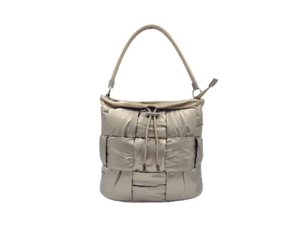 Dzseki anyagú fonott mintás vödör táska MC470