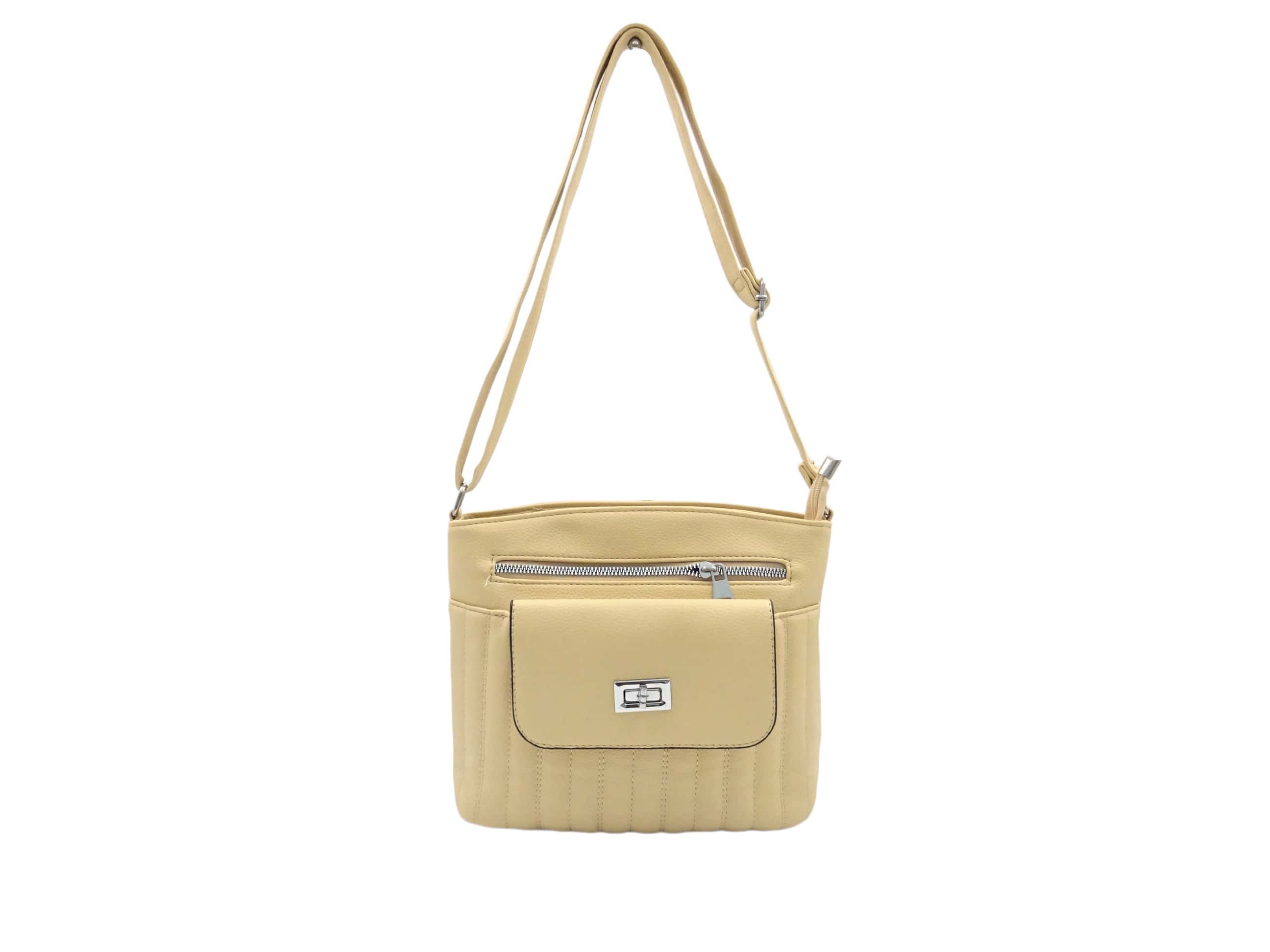 Borsa a tracolla trapuntata con patta - color kaki