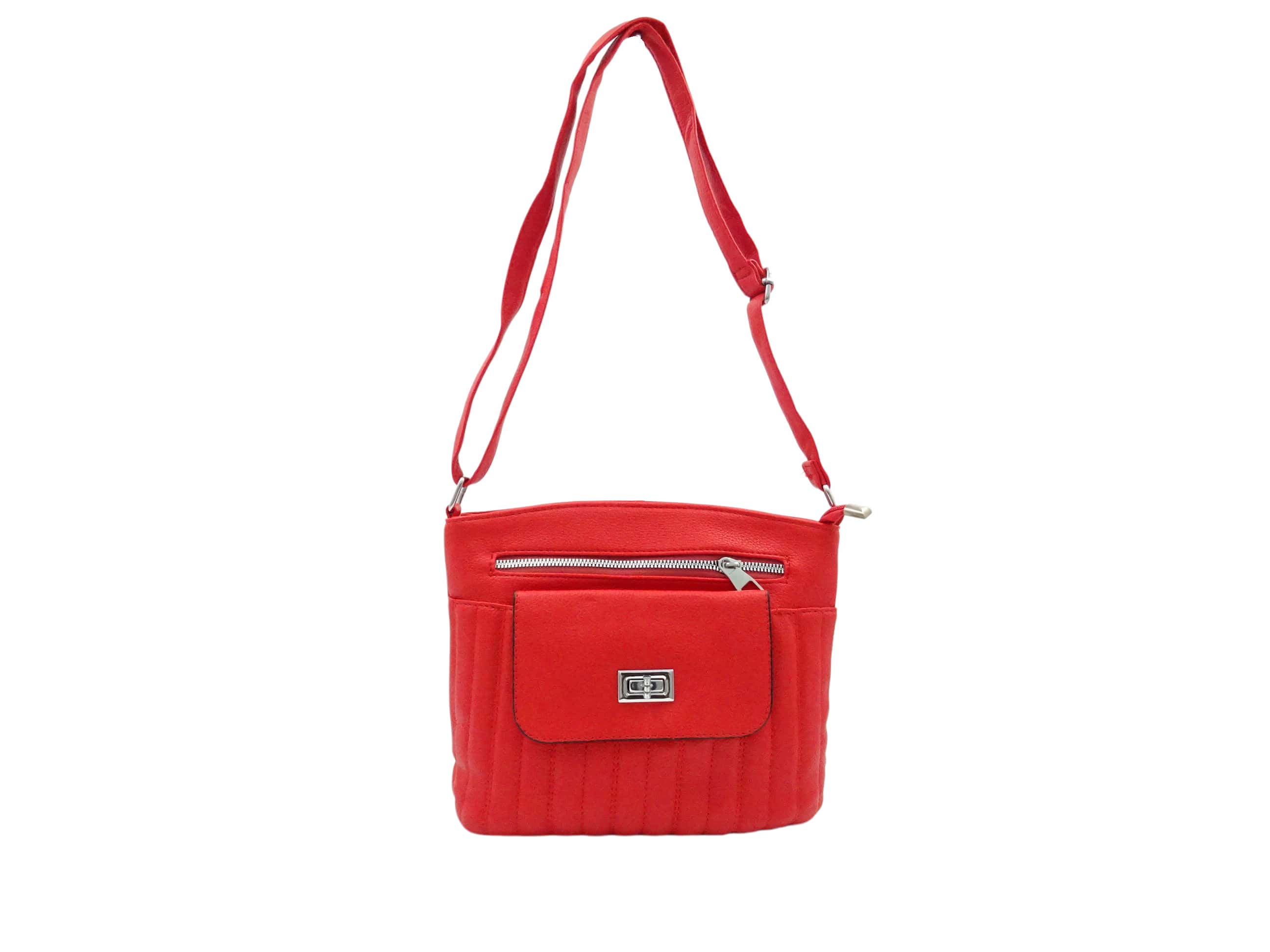 Borsa a tracolla trapuntata con patta - rossa