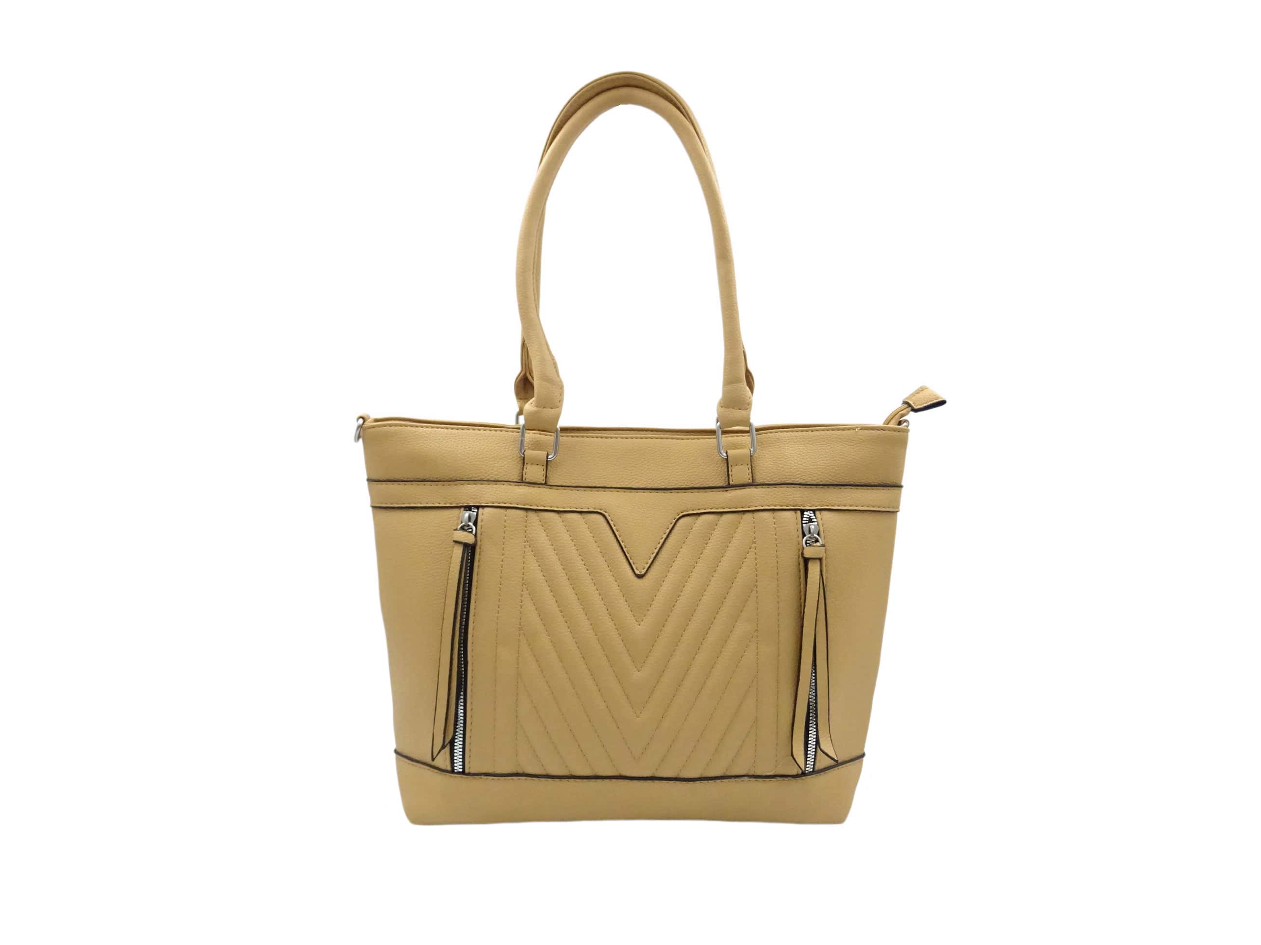Borsa shopper trapuntata a tracolla - color kaki