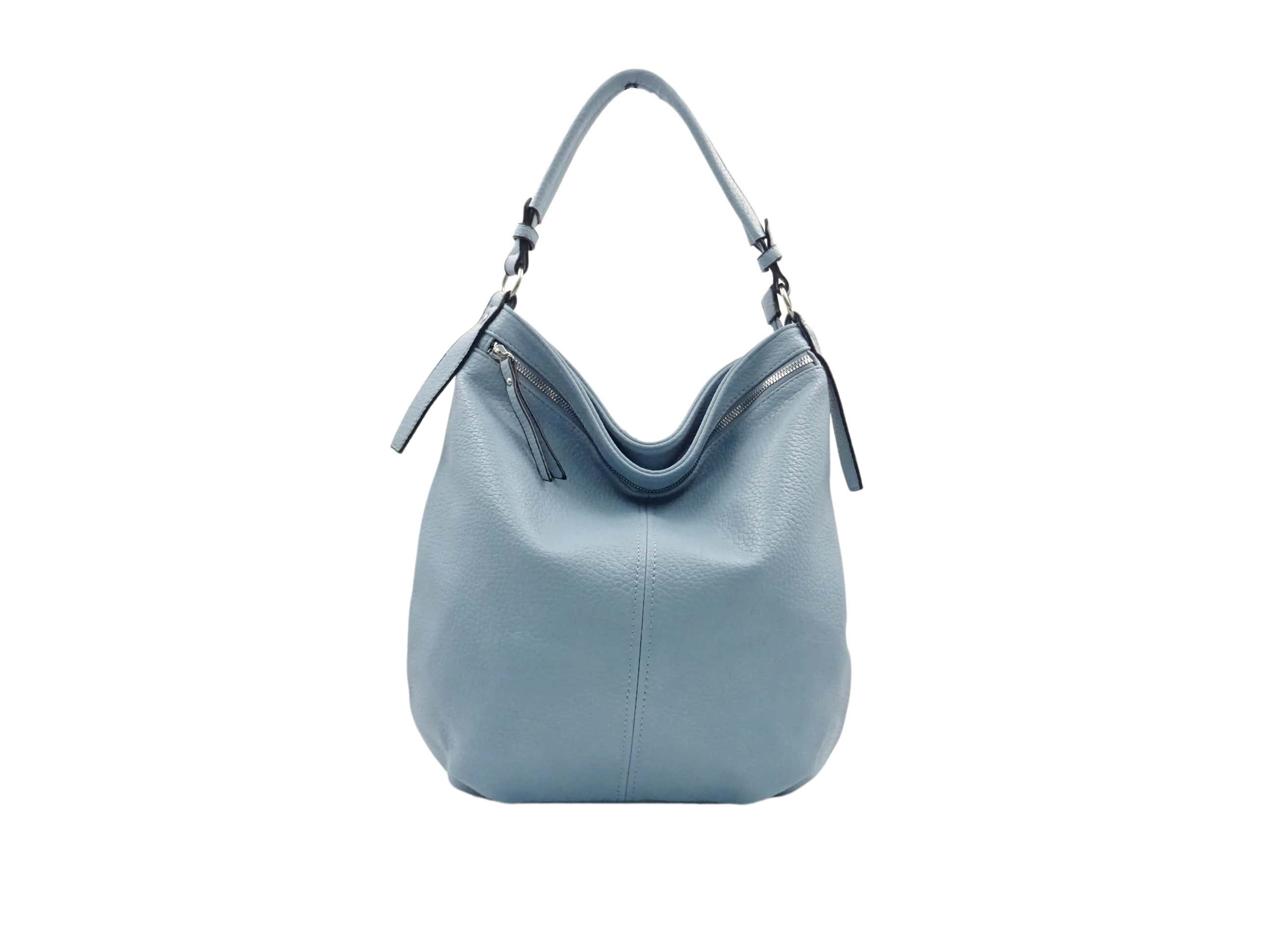Ampia borsa a tracolla hobo - azzurra