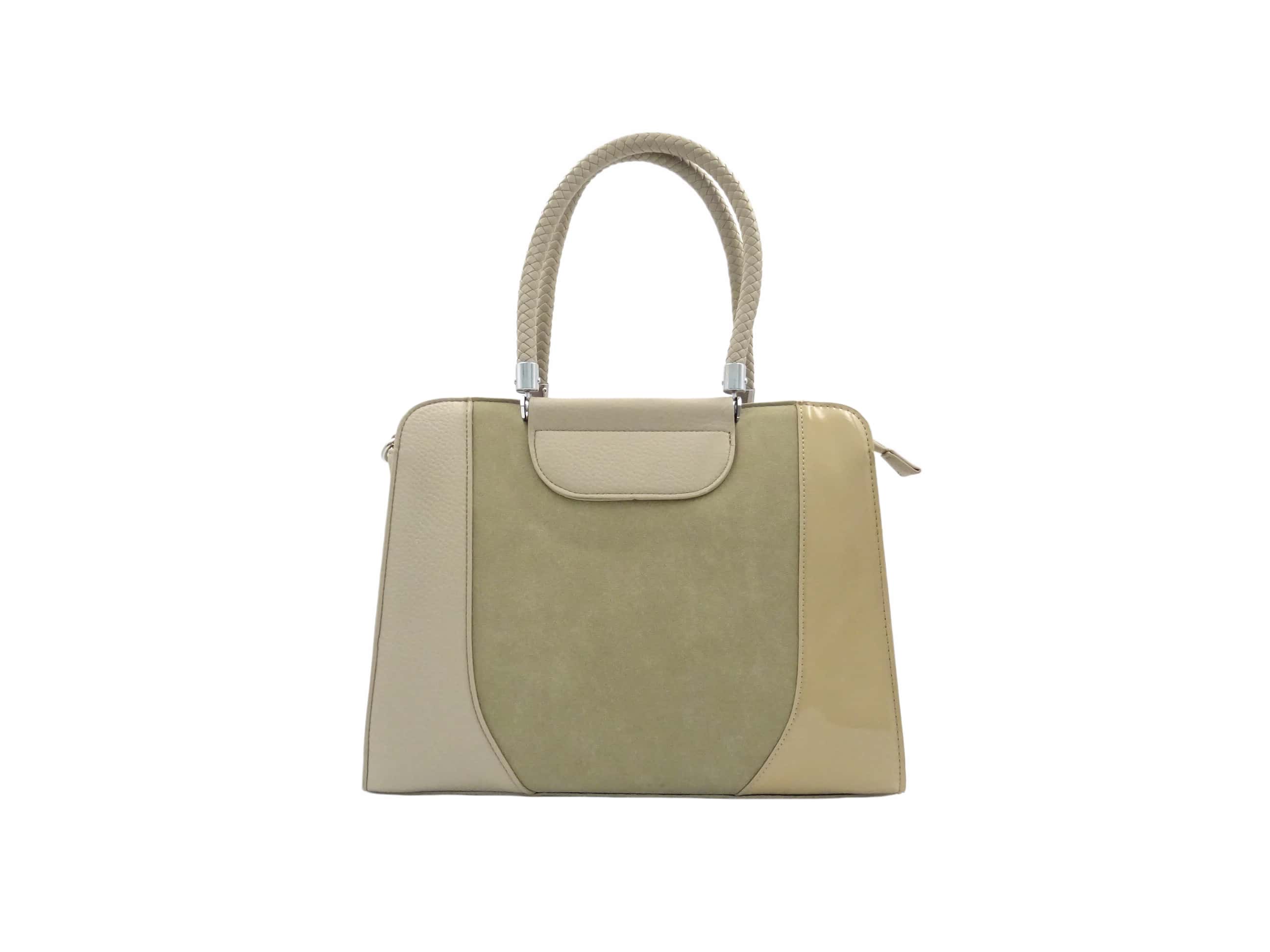 Elegante borsa a mano in pelle verniciata con trac