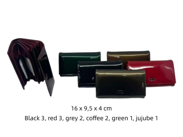 Fényes patentos női pénztárca F88– 12db/doboz